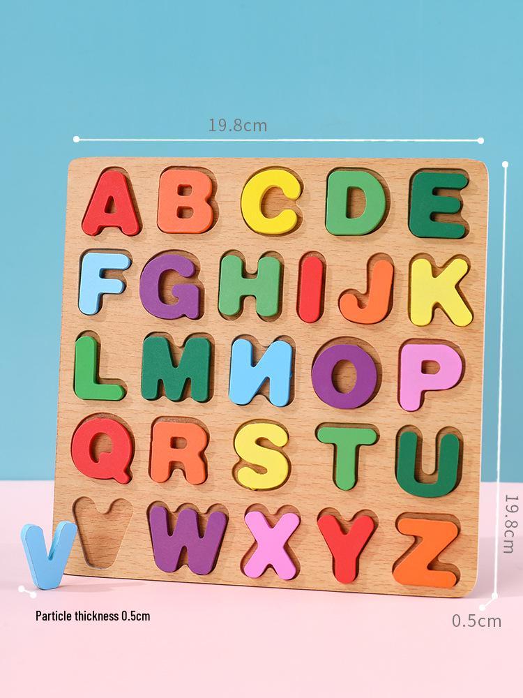Building Blocks Puzzle for Number & Letter Recognition, Educational Toys, Hand-Grip Board for Children 2 Years and Up.