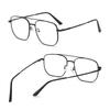 Blue Light Blocking Lens Eye Protection Eyeglasses Fashion Double Beam Metal Glasses Trend Retro Plain Face Eyewear Men