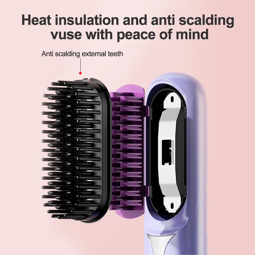 Hair Straightener, Portable Negative Ion Cordless Hair Straightener, Straighten Curly Hair, 3-speed Adjustable Temperature Heated Hair Brush