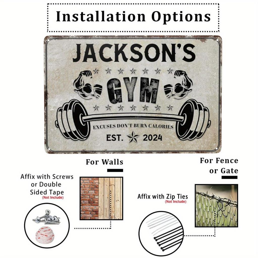 Custom Gym Metal Sign for Home Wall Decor