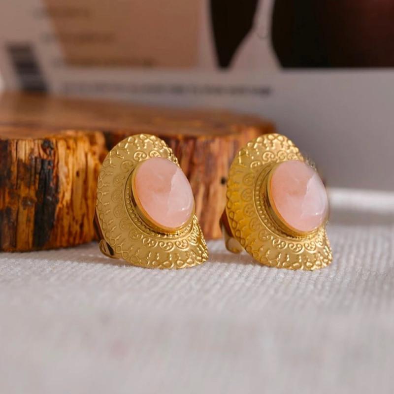 Brass Plated 18K Real Gold Powder Turquoise Open Ring Female Personality Fashion Clerk Ring Female