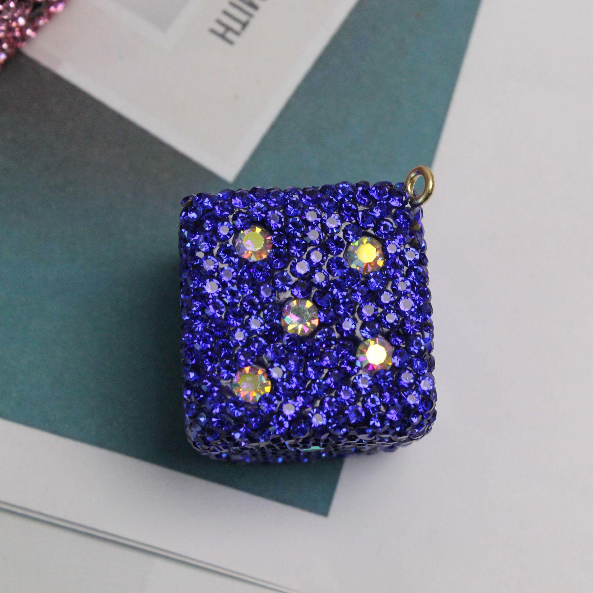Creative Rhinestone Clay Sieve DIY Car Hanging Keychain Ornaments темно-синий