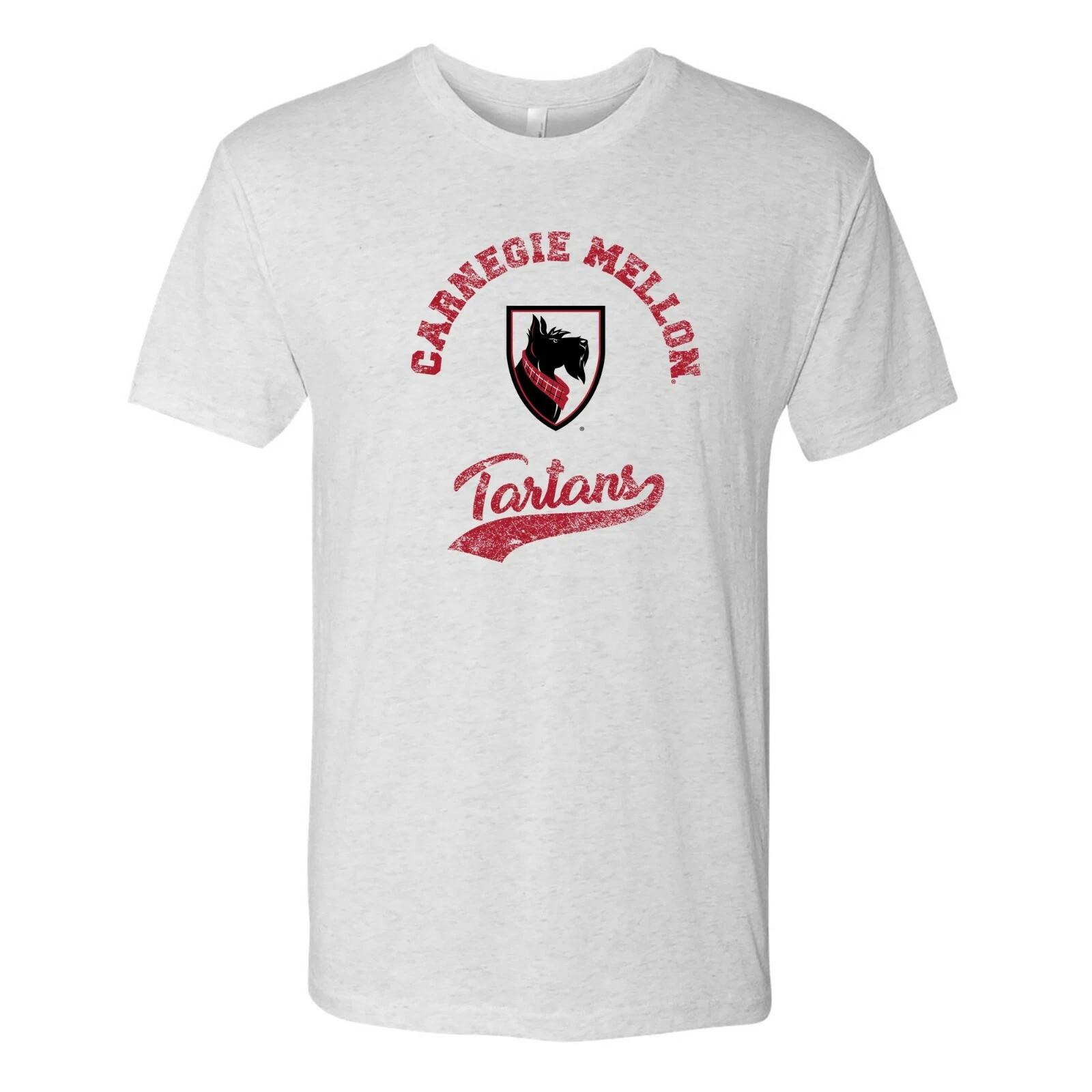 Carnegie Mellon Tartans Retro Script Triblend T Shirt - Heather White S