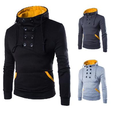 Double Breasted Pullover Jacket Men's Short Slim Fit Hooded Sweatshirt