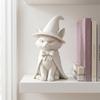 3D Printed Cat Witch Figurine Dark Style Halloween Decorations Cute Cat Statue  Home Decor