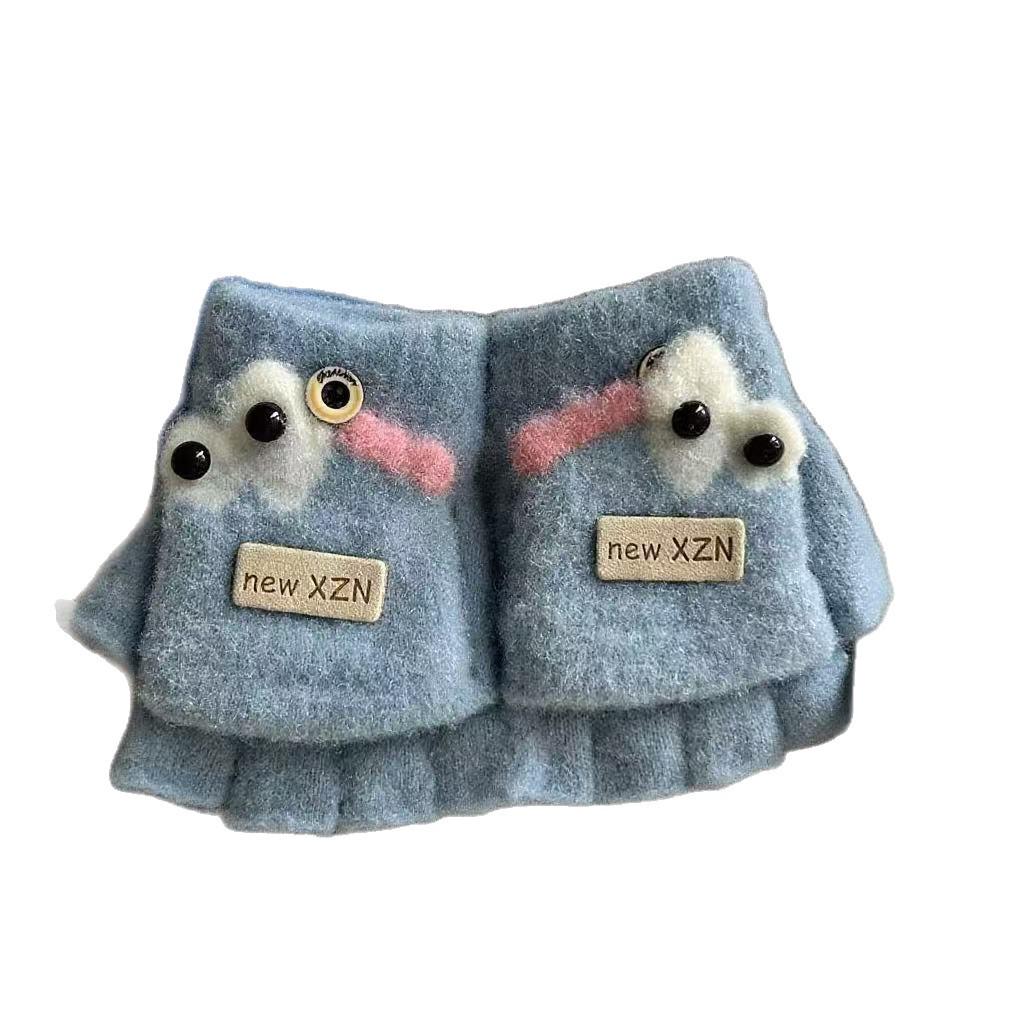 2025 New Kids' Winter Knitted Flip-Top Cartoon Mittens