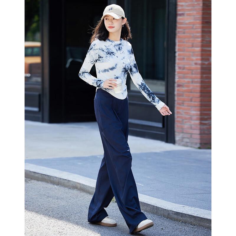 Demana Spring Autumn Navy Blue Slim-Fit Tapered Casual Pants