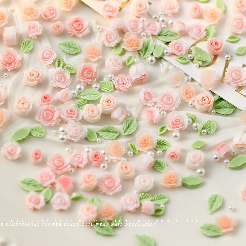 40Pcs Resin Mixed Rose Nail Art Charms Colorful Nail Art Decoration Mini Nail Charms Nail  Accessories