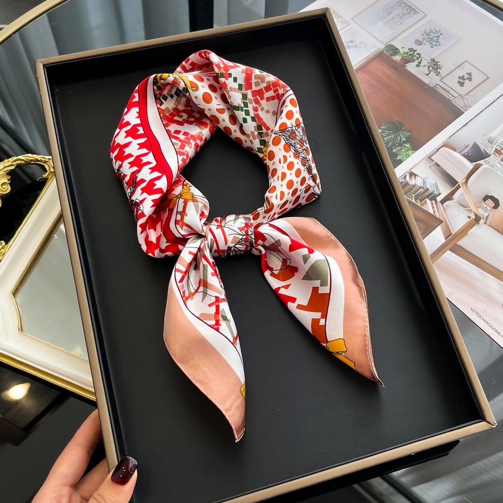 Luxury Square Silk Scarf for Women Hijab Hair Bands Neckerchief Female Satin Shawl Ribbon Headband Fashion Wraps Bandana
