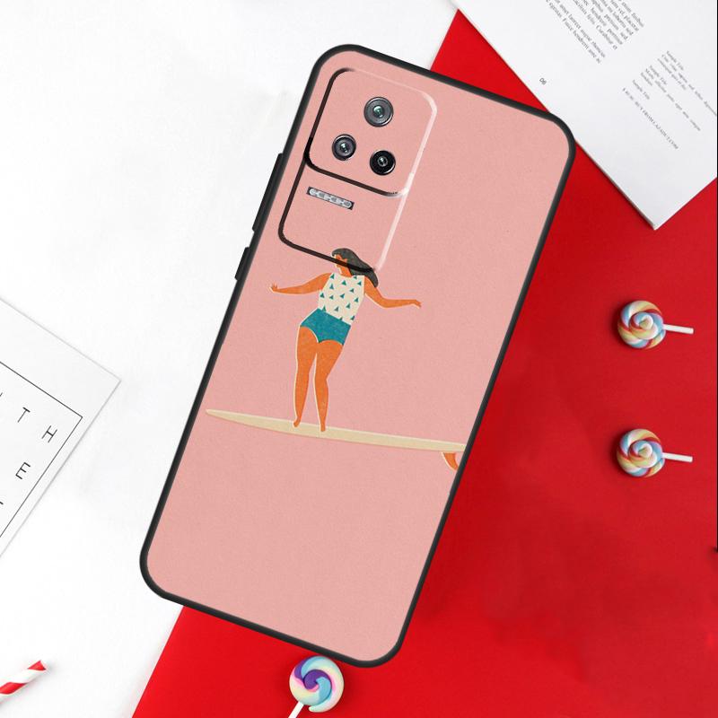 Surfboard Surfing Surf Girl Cover For Xiaomi 14 Ultra 15 13 11T 12T 13T 14T Pro POCO X7 Pro X3 X5 X6 M6 F5 F6 Pro Case