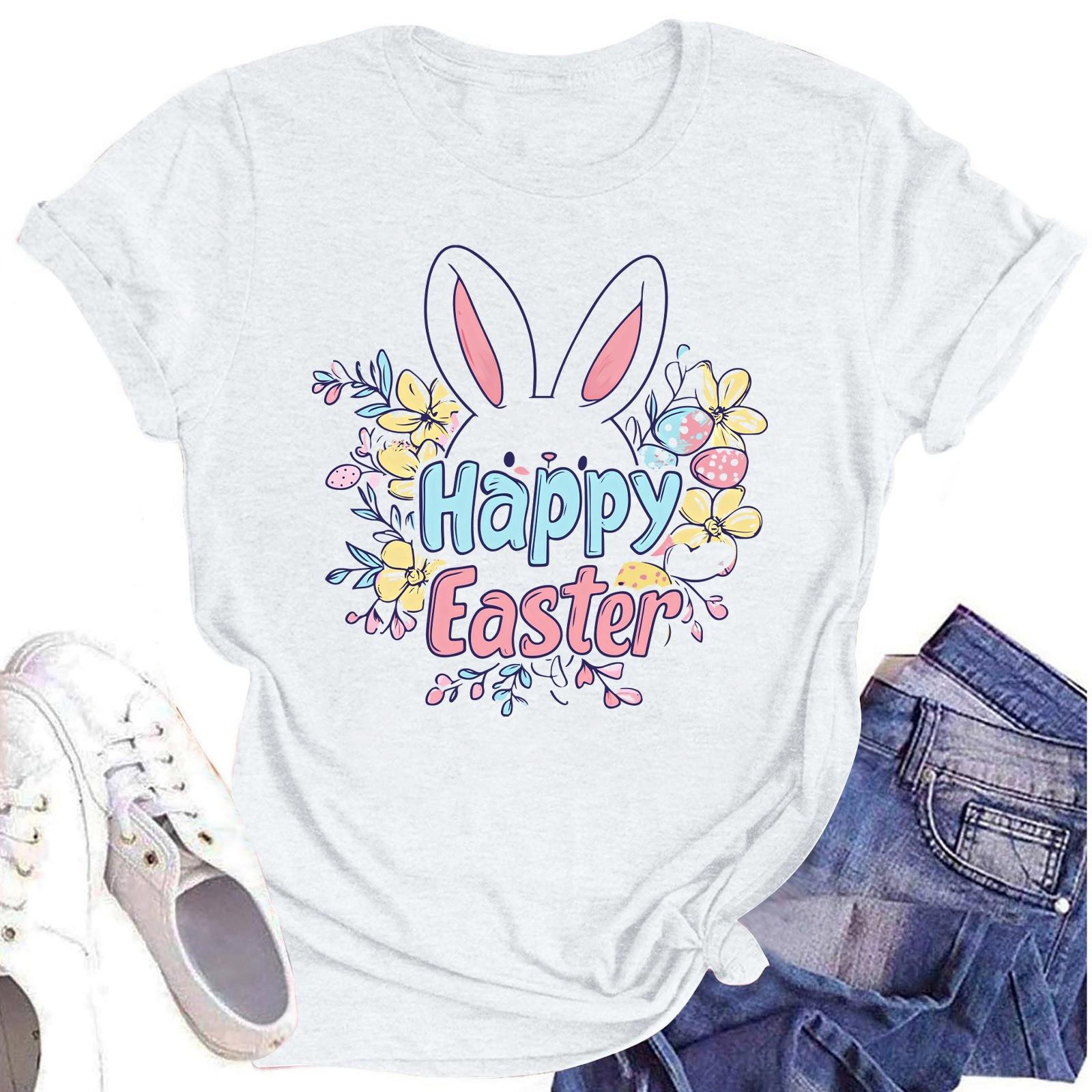 

Жіноча повсякденна повсякденна футболка з круглим вирізом і короткими рукавами з принтом XL білий