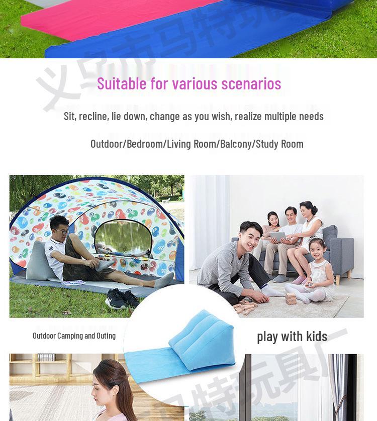 Inflatable Triangular Back Cushion Pillow - PVC Flocking Beach Mat