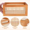 Wooden Woven Storage Basket Handmade Bamboo Desktop Box for Cosmetics Snacks Books Small Items Organizer Decorative