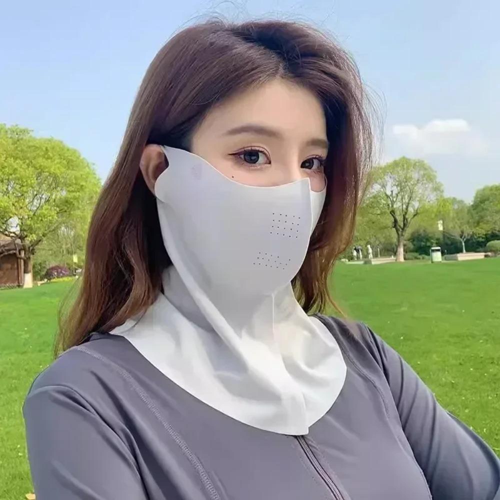 Summer Full Face Sunscreen Mask with Hyaluronic Acid UPF500 UV Protection Breathable Ice Silk for Outdoor Sports