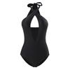 Maillot de bain une pièce bikini super sexy à décolleté plongeant style européen et américain célébrité internet maillot de bain de vacances combinaison noire