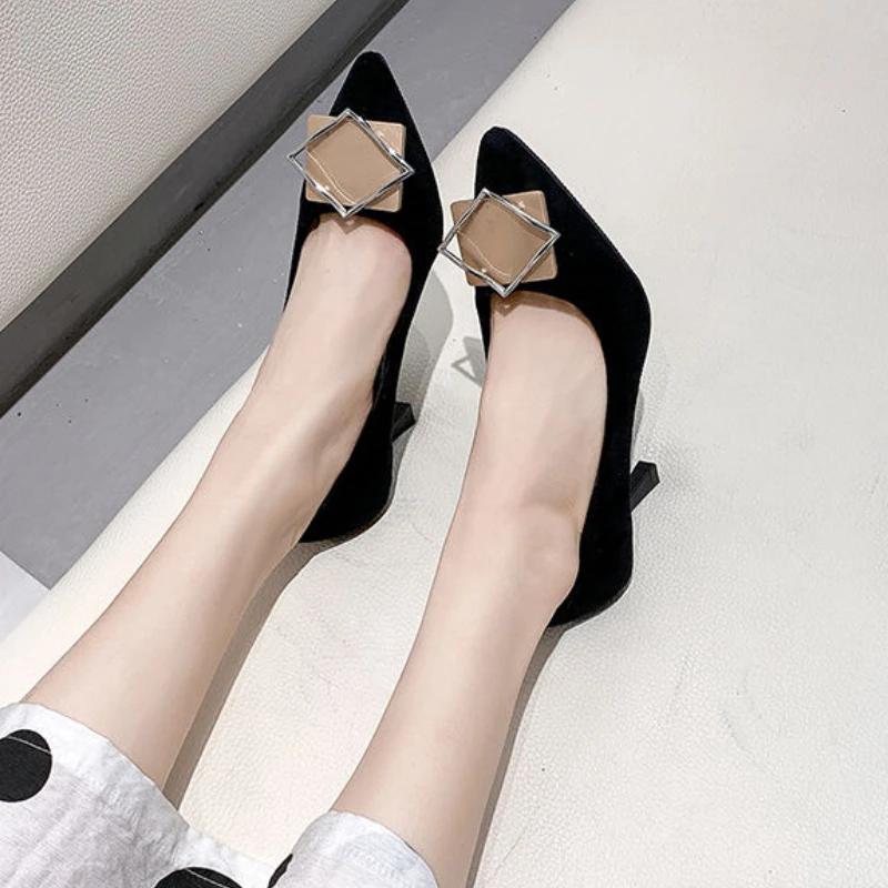 Fashion Women's Shoes On Heeled Pointed Toe Pumps Stilito Ladies High Heels Y2k Slip Korean Style Beau Today with Discount Quality Sale