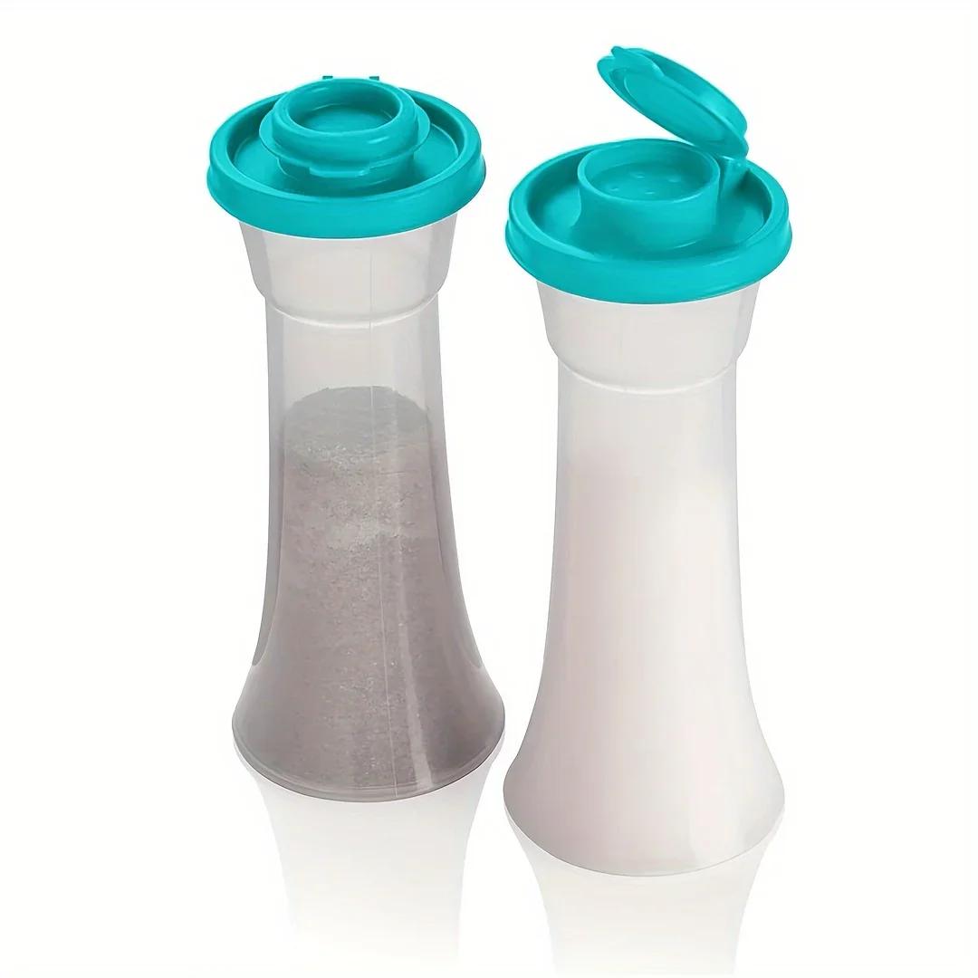 2pcs Plastic Salt and Pepper Shakers with Lids, Moisture-Proof Seasoning Bottles for Kitchen, Dining Room, Cooking Supplies синий