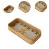 Rattan Korb Brot Rechteck Organizer Dekorative Tablett Snack Servierschüssel für Tisch
