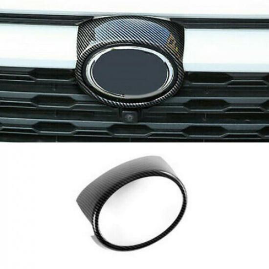 Carbon Fiber Front Grille Logo Decor Frame Cover Trim For Toyota RAV4 2019-2022