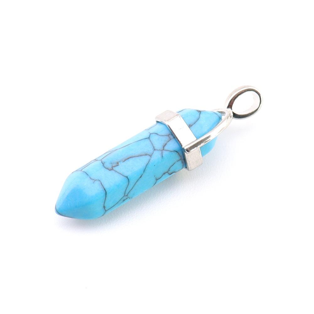 

Synthetic Green Pine, White Pine, Peacock Pine, Red Stone Pendant, Double Pointed Hexagonal Column Necklace, Bullet Neck Pendant N758