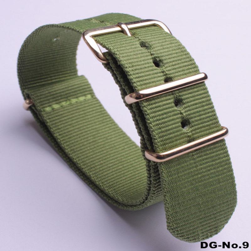 Красочный нейлоновый холщовый ремешок для часов с золотой пряжкой DG 18mm