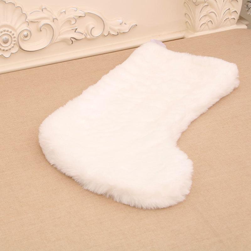 Pure White Plush Christmas Stocking Christmas Gift Bag Christmas Decoration Pendant Stocking Gift