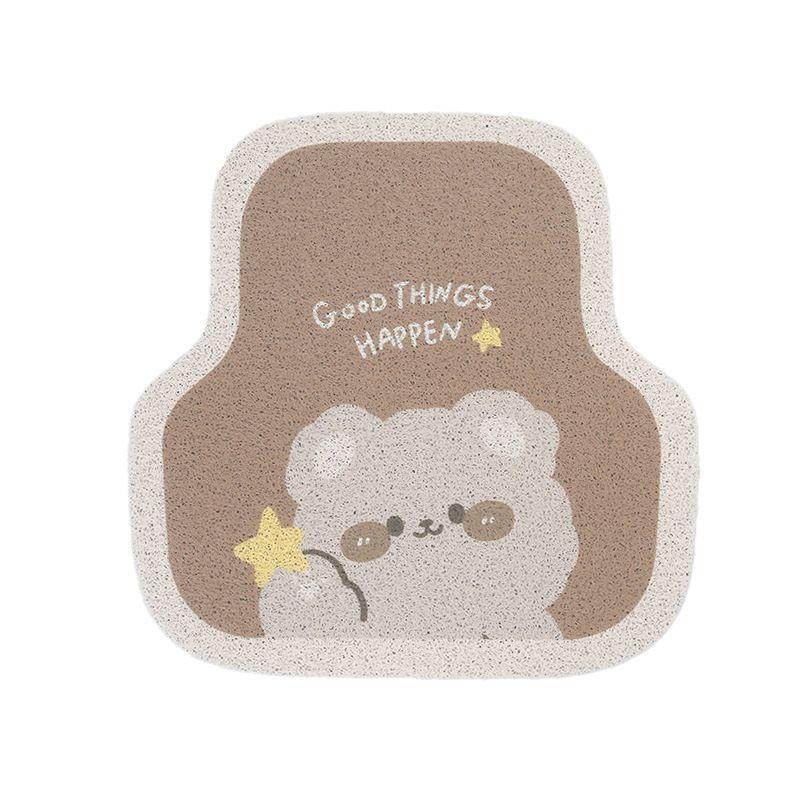 Cartoon Silk Loop Car Floor Mats, Cute Bear Design, Dirt-Resistant Protective Foot Mats, Universal Non-Slip Car Floor Mats for Women Cute Brown Bear Rear Seat Floor Mats