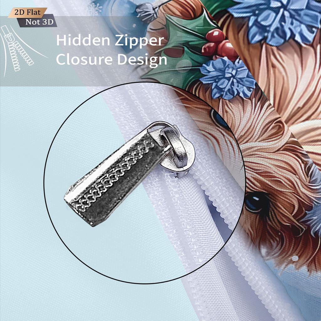 3pcs Merry Christmas Tree Highland Cow Printed Coreless Bedding Set Multi Size Bedroom Bedding Decoration