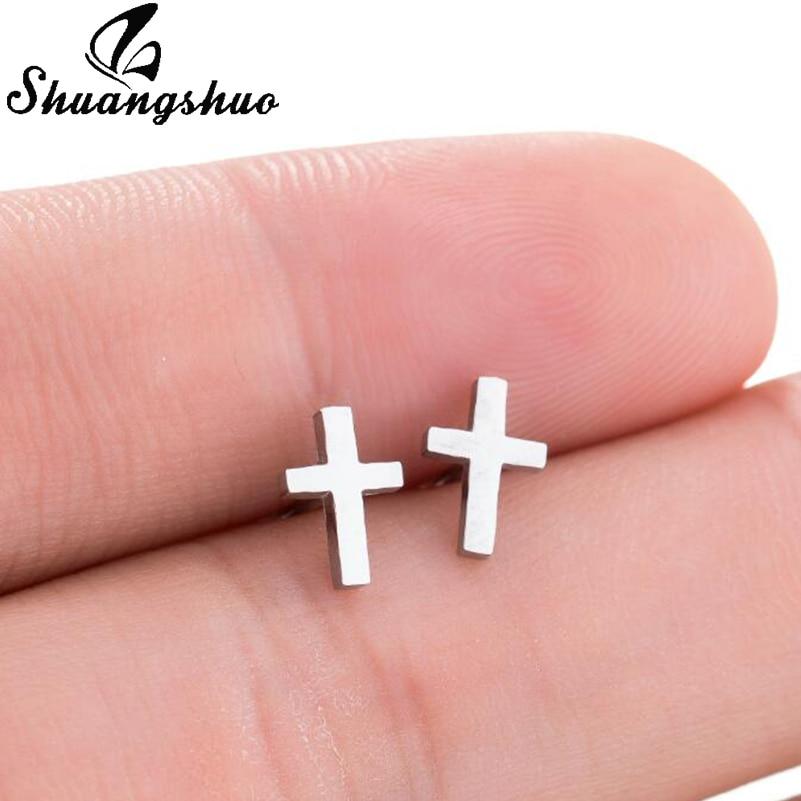 Pair Stainless Steel cross ear studs earrings fashion jewelry woman accessory Pair Stainless Steel cross ear studs earrings fashion jewelry woman accessory