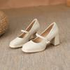 Woman Pumps Spring New Fashion Square Toe Waterproof Platform Chunky Heel Mary Jane Shoes French Style Elegant Versatile Heels