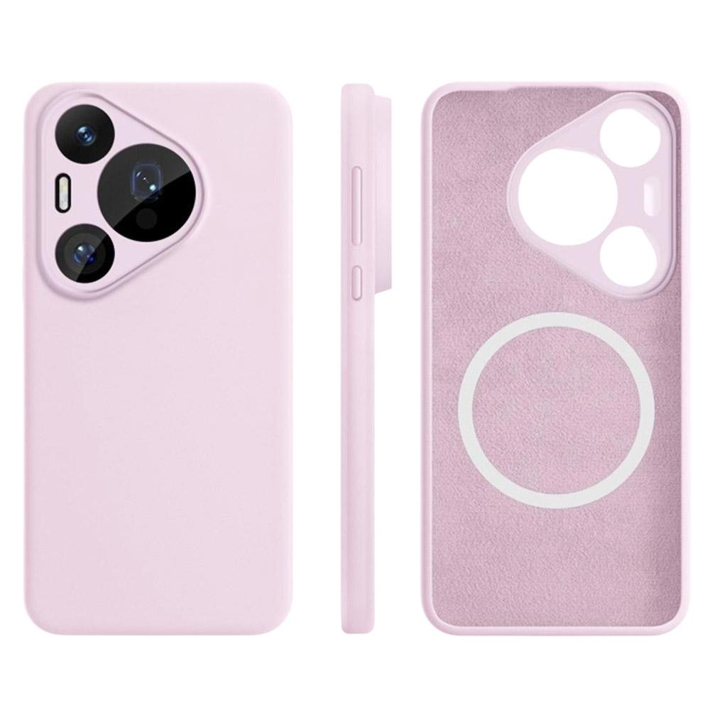 

For Huawei Pura 70 Pro Case Compatible with MagSafe Precise Cutouts Liquid Silicone+PC Phone Cover Pink