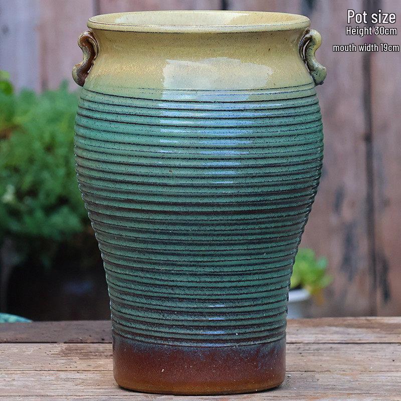 Handmade Large Purple Clay Ceramic Pot for Succulents and Bougainvillea – Breathable, Coarse Pottery Design for Living Room.