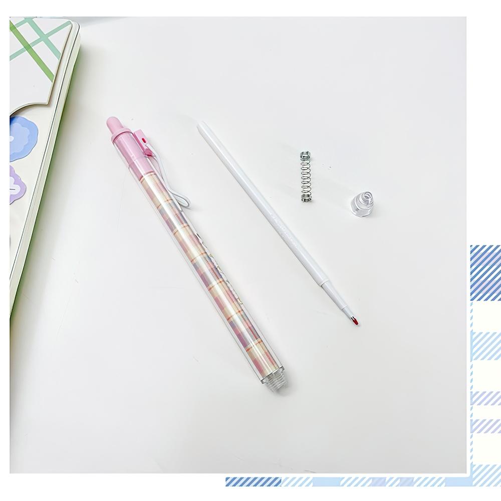 4pcs JK Girl Gel Pens Set Sweet Plaid 0.5mm Ballpoint Black Color Ink for Writing Office School