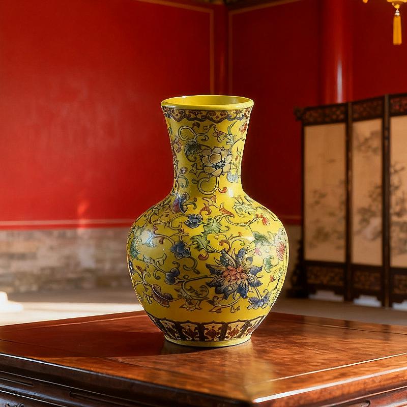 Antique Flower Vase Handicraft Porcelain Bottle Home Decor Vintage Ceramic Vase Flower Receptacle Room Decoration Christmas Gift