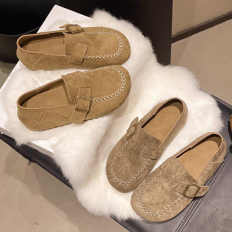 Fashion Women Single Shoe Suede Surface Soft Casual Spring Slip-On Lolita Shoes Cow Suede Flats Daily Flat Shoes Women's Loafers