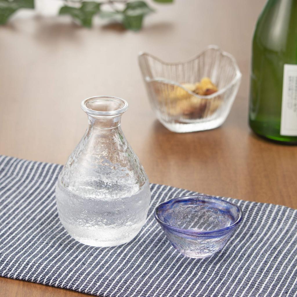 Toyo Sasaki Glass Japanese Sake Glass, Blue, 45ml, Made in Japan, Sake Cup, Ochoko, Sake Glass, 42091