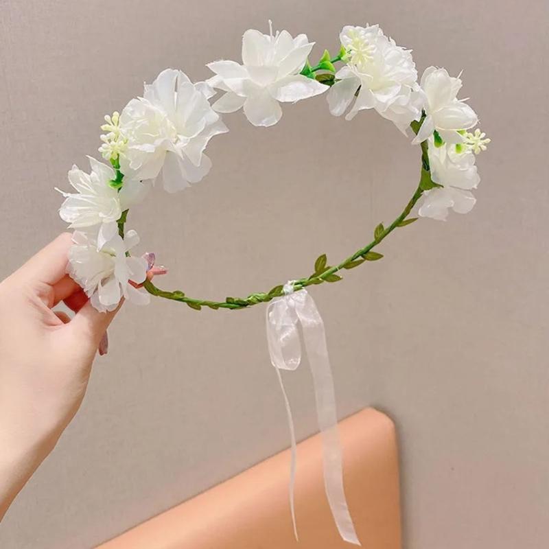 Girls Floral Hair Band Soft Fabric Flowers Headpiece Floral Hair Wreath For Kids Birthday Party Wedding Photo Prop