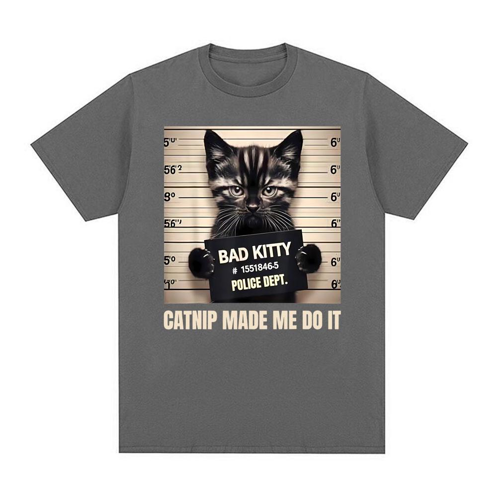 Mugshot for Cat Lover Cat Mom Cat Dad Graphic Tee Shirt Unisex Women Short Sleeve Cotton T Shirts Fashion Gothic T-shirt Streetwear