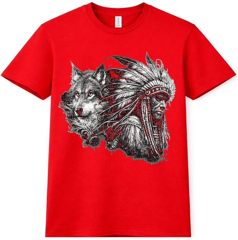 Wolf TShirt Tribal Warrior Headdress Native Spirit Animal Tattoo Graphic Tee S