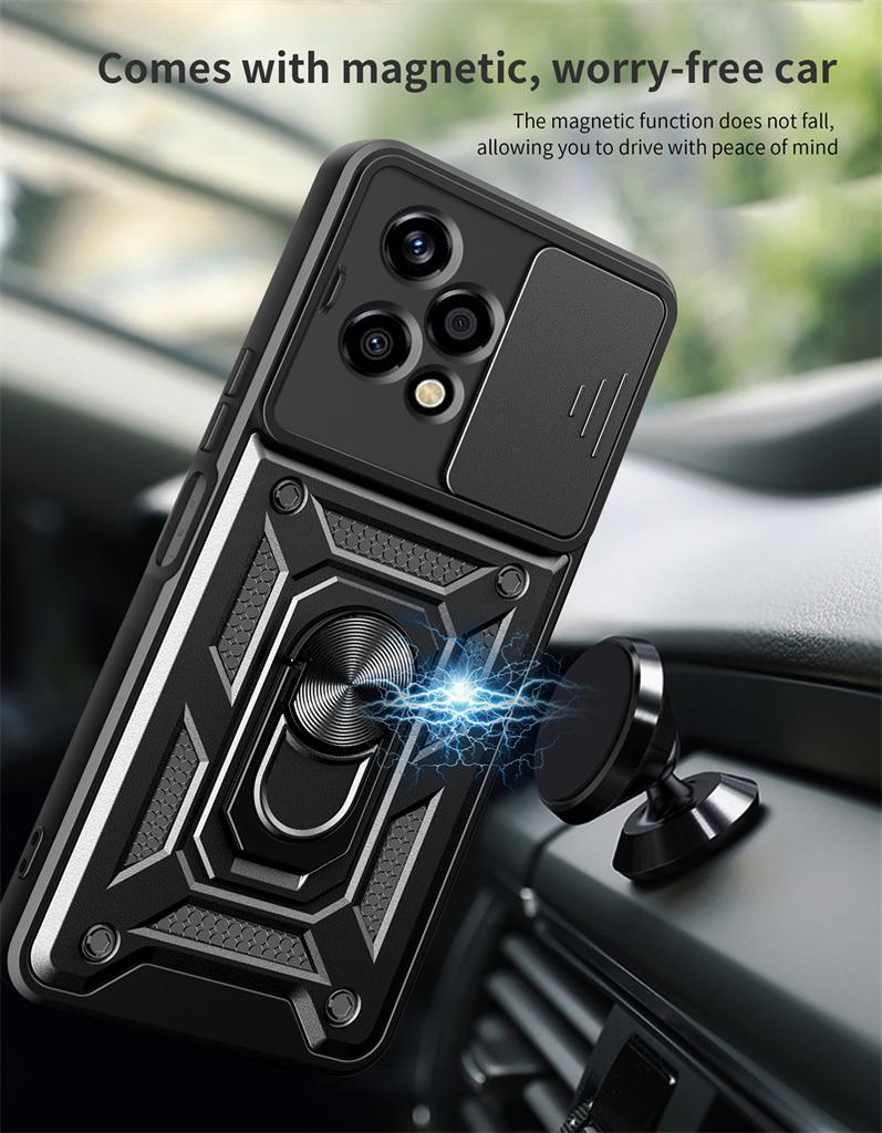 Armor Funda For Honor 200Lite Case Shockproof Armor Slide Camera Protect Phone Case For Honor 200 Lite 5G Ring Stand Back Cover