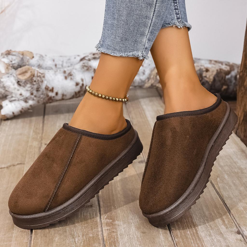 Women's padded lining soft thick bottom heightened outdoor thickened warm lightweight comfortable stirrups ground cotton shoes snow boots slippers