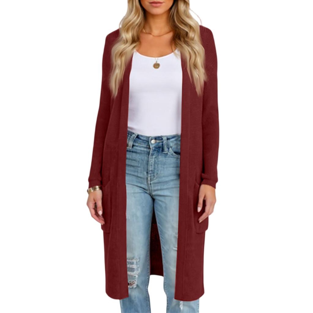 Fashionable Women's Long Knitted Sweater Cross-border  Winter Knitted Jacket