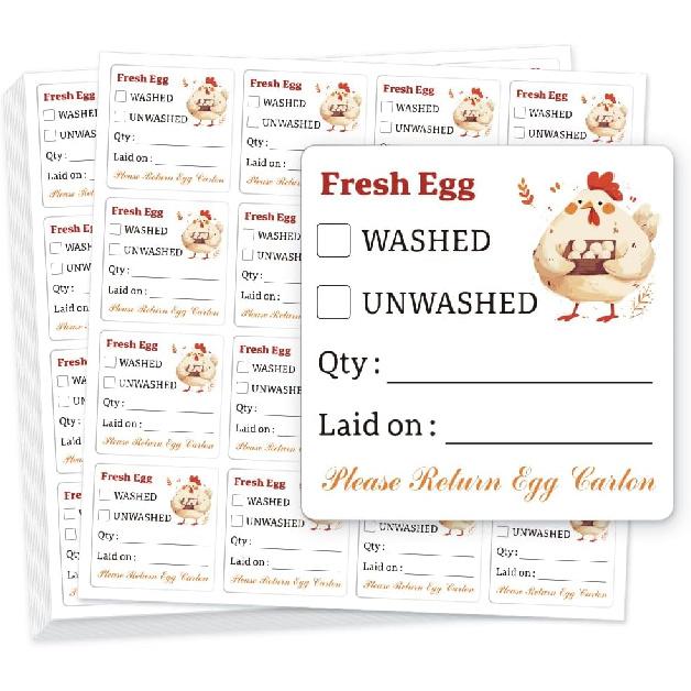 320 Pcs Quail Farm Fresh Eggs Stickers, 2 Inch Round Unwashed Eggs Carton Labels Sticker PET Adhesive Egg Packaging Stickers for Box Container Carton