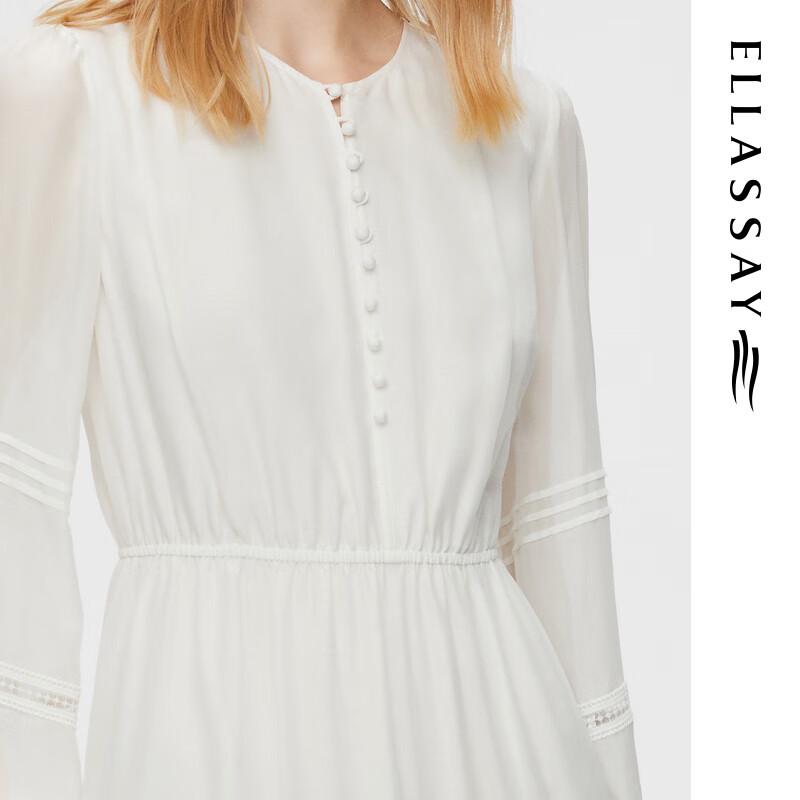 ELLASSAY 2025 Early Spring 100% Silk Retro Hollow-Out Midi Dress