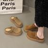 Lazy platform bag head slippers women's 2025 autumn new height increase outer wear one pedal casual skirt Boken shoes