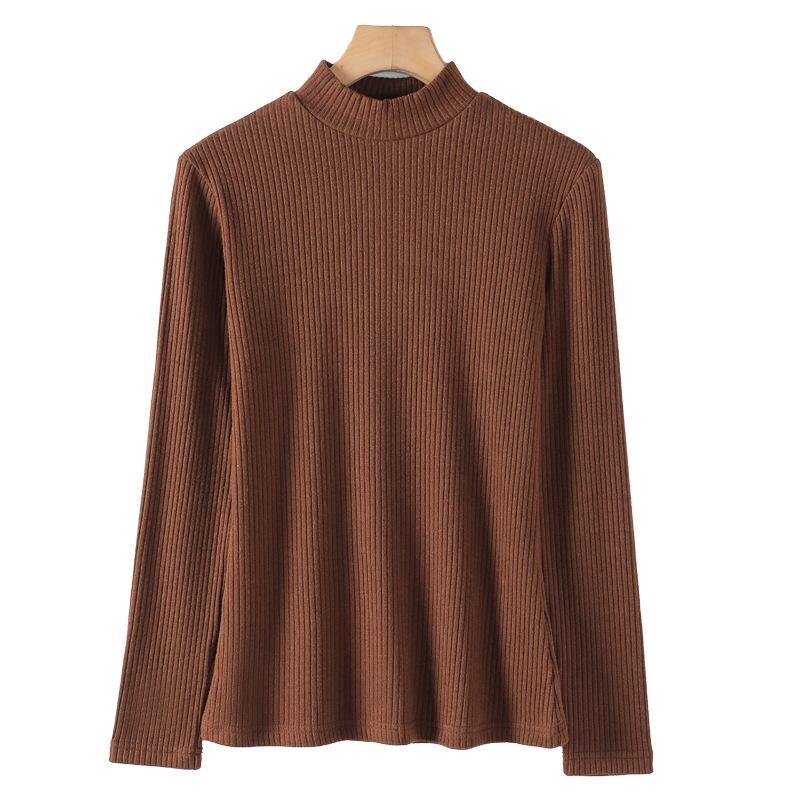 Dámský svetr s polovičním rolákem Podzimní pruhovaný top Dámské jednobarevné pulovry Dlouhý rukáv Teplé dámské oblečení