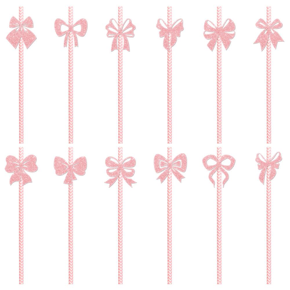 Birthday Party Decoration, Creative Bow, Beverage Decoration, Disposable Paper Straws, Party Decoration Supplies