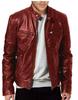 Men's European & American Stand-up Collar Punk Motorcycle Leather Jacket with Logo