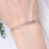 PANPOKI New 925 Silver Blue Feather Lucky Symbol Bracelet Chain Link Women Bracelet Jewelry Party Trendy Gifts