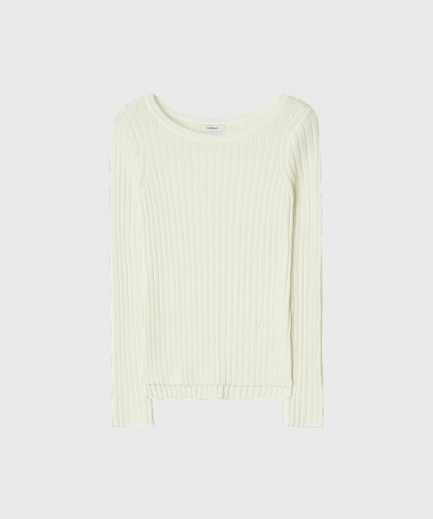 Lugkaeseuteu Ray Boat Neck Slim Knit_Ivory